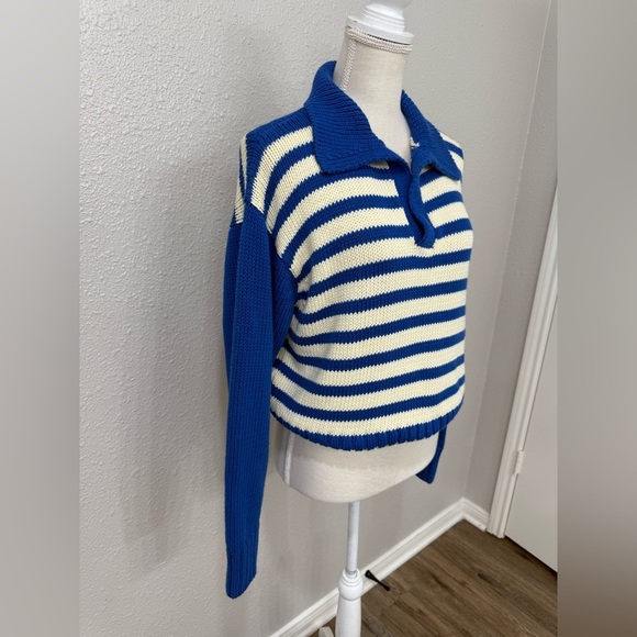 Ciao Lucia Venezia Sweater Striped Blue Collared Knit Size S - Picture 9 of 9